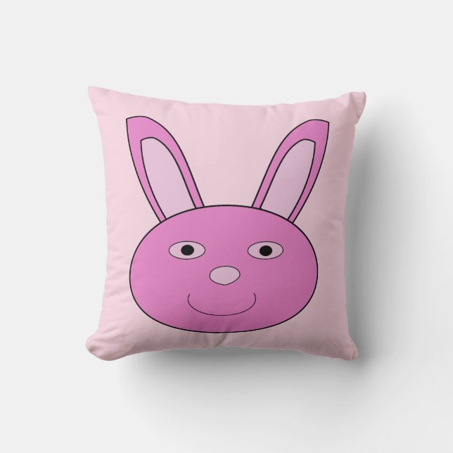 Cute Pink Girly Bunny Face Spring Easter Throw Pillow (Front)
