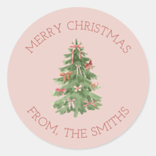 Cute Pink Girly Christmas Tree Gift Stickers