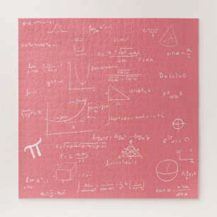 Cute Pink Girly Mathematic Formulas and Equations Jigsaw Puzzle