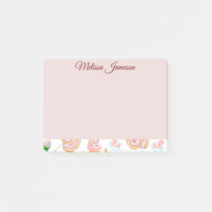 Cute Pink Girly Name Cupcake Unicorn Pattern Post-it Notes