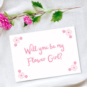 Cute Pink Girly Personalized Flower Girl Proposal Card