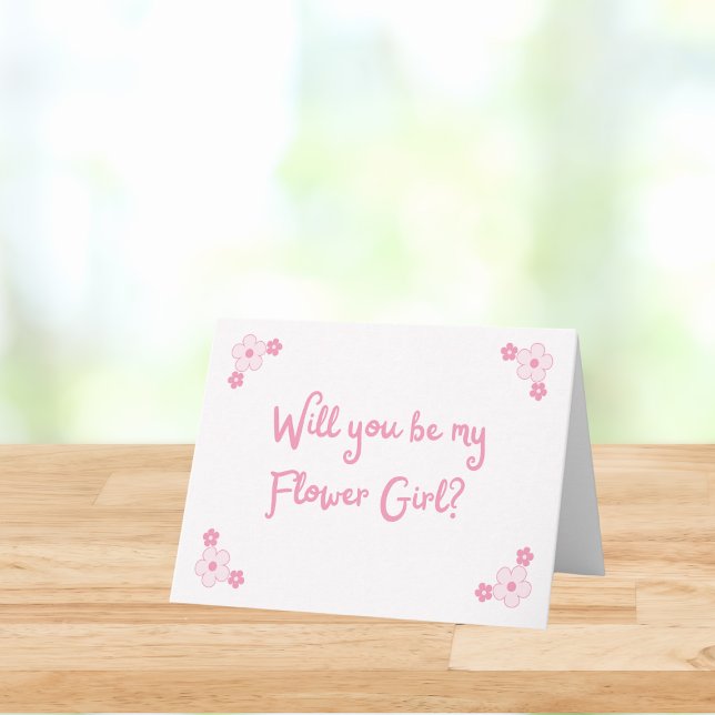 Cute Pink Girly Personalized Flower Girl Proposal Card (Creator Uploaded)