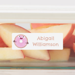 Cute pink glazed doughnut cartoon personalized