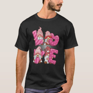 Cute Pink Gnomes team Squad Love Heart Valentines  T-Shirt