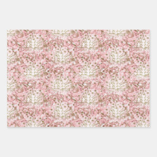 Cute Pink/Gold Christmas Pattern Wrapping Paper Sheet