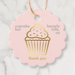 Cute Pink + Gold Cupcake Bakery Product Hang Tags