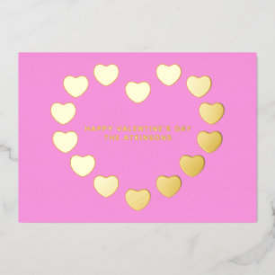 Cute pink gold hearts custom Valentine's Day Foil Holiday Card
