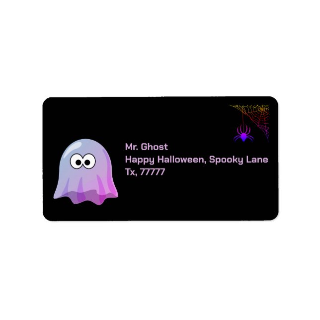 Cute Pink Google Eyes Ghost: Spooky & Whimsical  Label (Front)