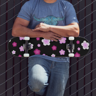 Cute pink gradient daisy flower pattern skateboard