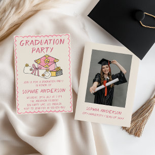 Cute Pink Graduation Party Invitation with Photo