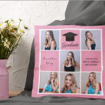 Cute Pink Graduation Senior Portrait Photo Collage Throw Pillow<br><div class="desc">A classy custom senior graduate photo collage graduation pillow with chic pink squares for a high school senior girl graduating with the class of 2025. Customize with your senior portrait pictures, school name and graduating class under the elegant calligraphy for a great personalized graduation gift. It features a 6 photograph...</div>