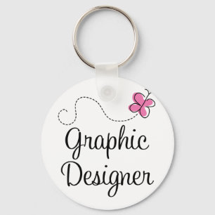 Cute Pink Graphic Designer Keychain