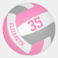 cute pink gray personalized volleyball