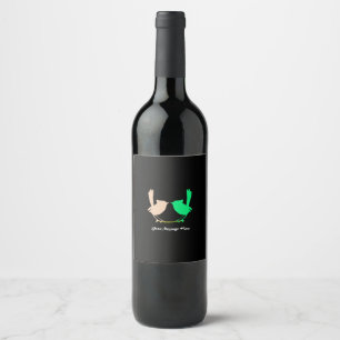 Cute Pink green birds on tree branch Custom name Wine Label