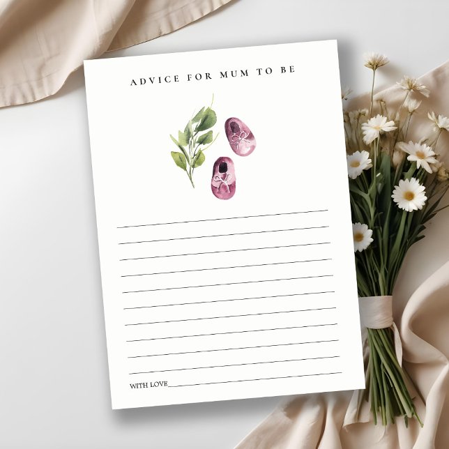 Cute Pink Green Leafy Advice for Mum Baby Shower Enclosure Card (Creator Uploaded)