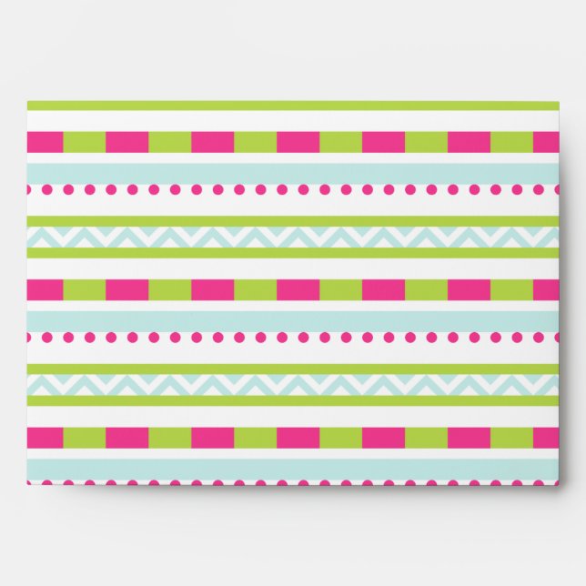 Cute Pink Green Mint Stripes Pattern Envelopes (Front)