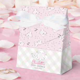 Cute Pink & Green Mom and Baby Ghost Baby Shower Favor Box
