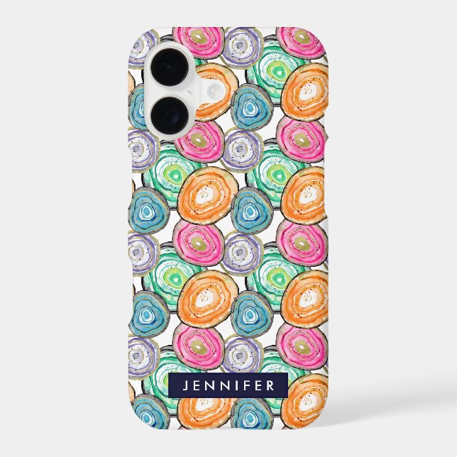 Cute pink green orange geode pattern personalized (Back)