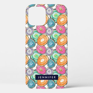 Cute pink green orange geode pattern personalized iPhone 12 pro case