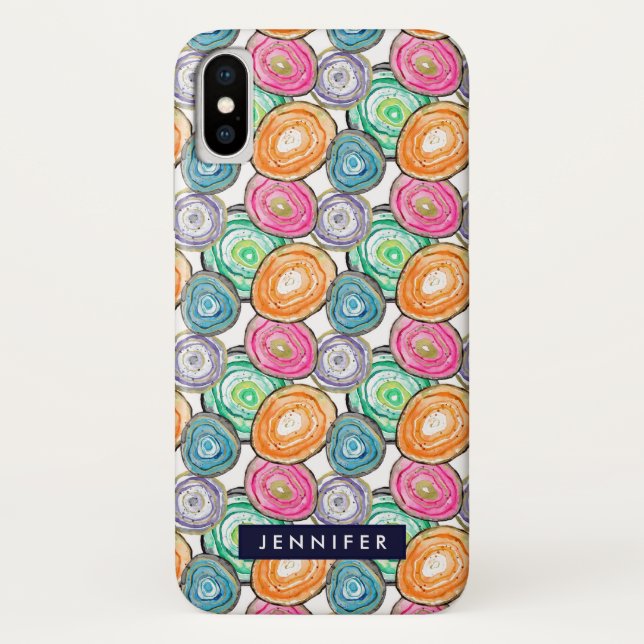 Cute pink green orange geode pattern personalized Case-Mate iPhone case (Back)