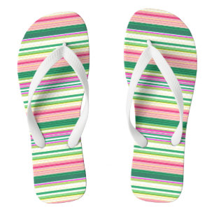 Cute pink green stripes flip flops