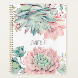 Cute pink green succulent  planner
