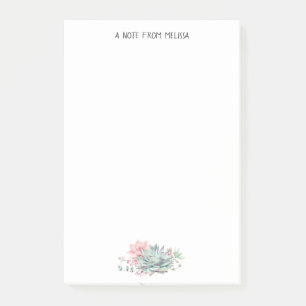 Cute Pink Green Succulents Personalized No Post-it Notes