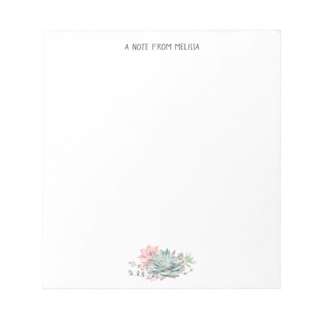Cute Pink Green Succulents Personalized  Notepad (Front)