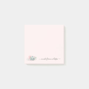 Cute Pink Green Succulents Personalized Post-it No Notes