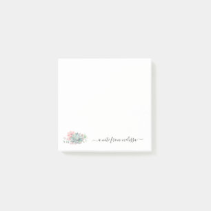 Cute Pink Green Succulents Personalized Post-it No Notes