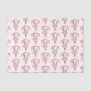 Cute Pink & Grey Elephant Ballerina Pattern Tissue Paper