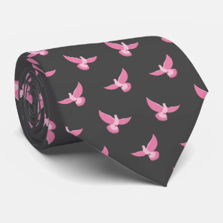 Cute Pink Grey Pigeon Seamless Pattern Tie