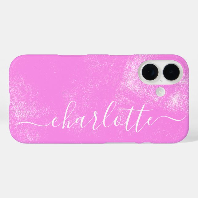Cute Pink Grunge Aesthetic Personalized Name Case-Mate iPhone Case (Back (Horizontal))