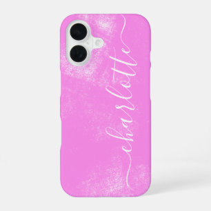 Cute Pink Grunge Aesthetic Personalized Name iPhone 16 Case