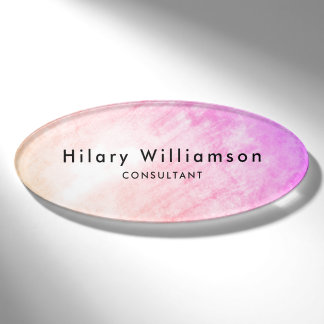 Cute Pink Grunge Texture Custom Employee Magnetic Name Tag