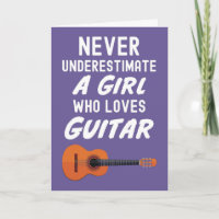 Cute Pink Guitar Player Cards For Baby Girls Kids