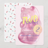 Cute Pink Gummy Bear Two Sweet Girl 2nd Birthday