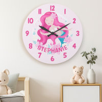 Cute Pink Hair Mermaid Girls Fantasy Bedroom Wall