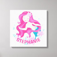 Cute Pink Hair Mermaid Girls Fantasy Personalized