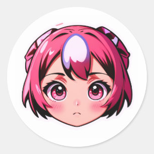 Cute Pink-Haired Anime Girl Sticker   Kawaii Manga