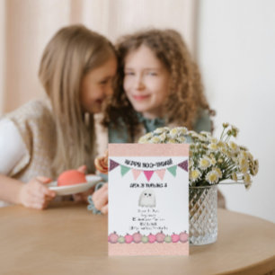 Cute Pink Halloween Birthday Invitation