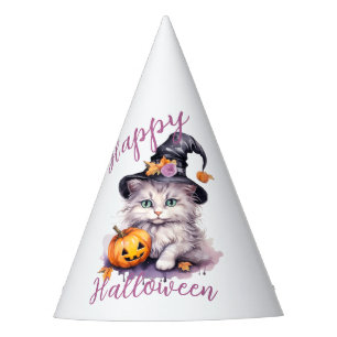 Cute Pink Halloween Birthday Party Kitten Pumpkin Hat