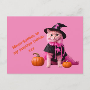 Cute Pink Halloween Cat pastel Postcard