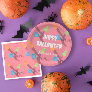 Cute pink Halloween customizable Paper Plate