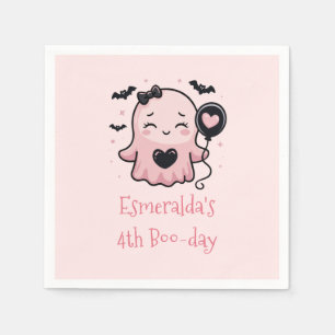 Cute Pink Halloween Ghost Birthday Party Napkin