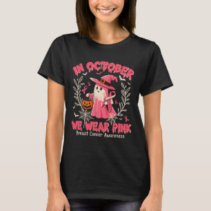 Cute Pink Halloween Ghost For Breast Cancer Suppor T-Shirt