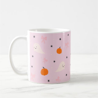Cute Pink Halloween Ghost Pattern Mug