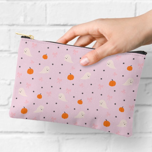 Cute Pink Halloween Ghost Pattern Zipper Pouch (Creator Uploaded)