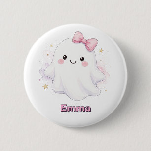 Cute Pink Halloween Ghost Trick or Treat 2 Inch Round Button