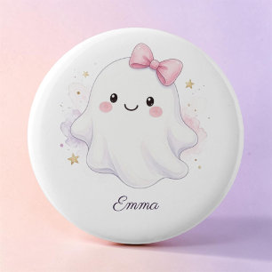 Cute Pink Halloween Ghost Trick or Treat Button
